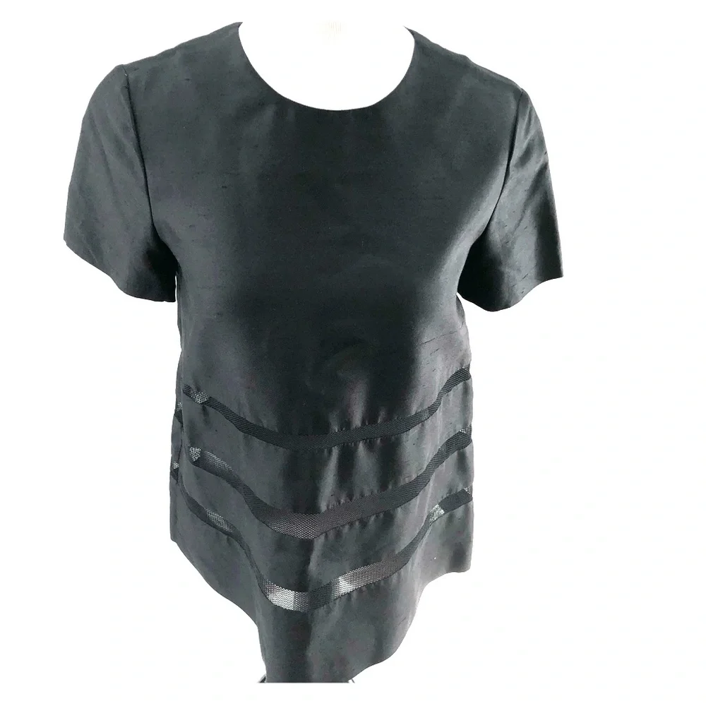 16- Cynthia Rowley black silk blend top size 2 - Picture 1 of 5